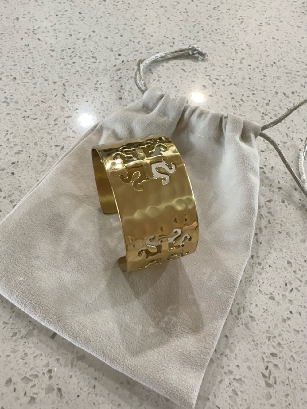 Rustic Cuff Gold Hammered Cutout Cuff Bracelet